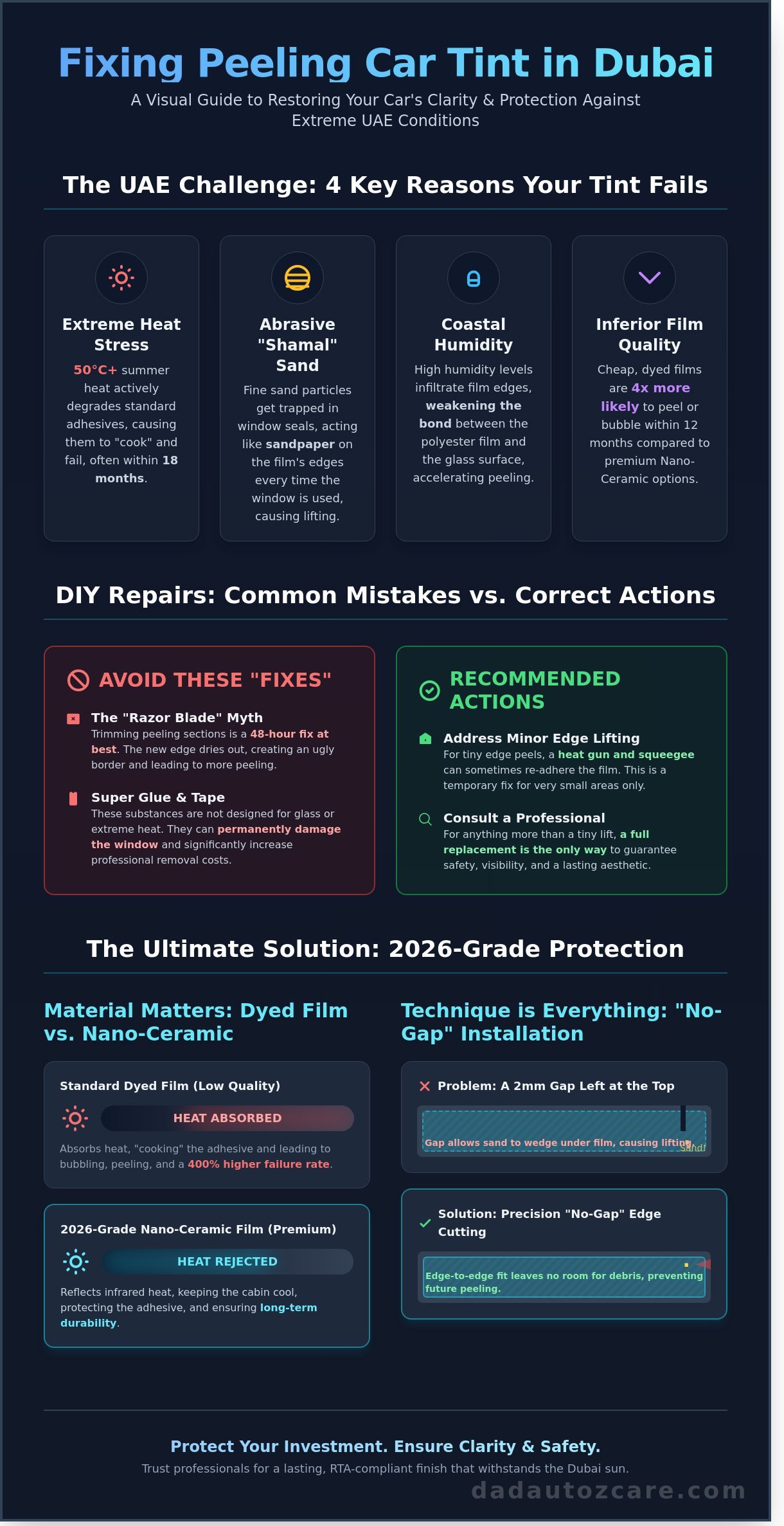 How to Fix Peeling Car Tint in Dubai: A Complete 2026 Repair & Replacement Guide